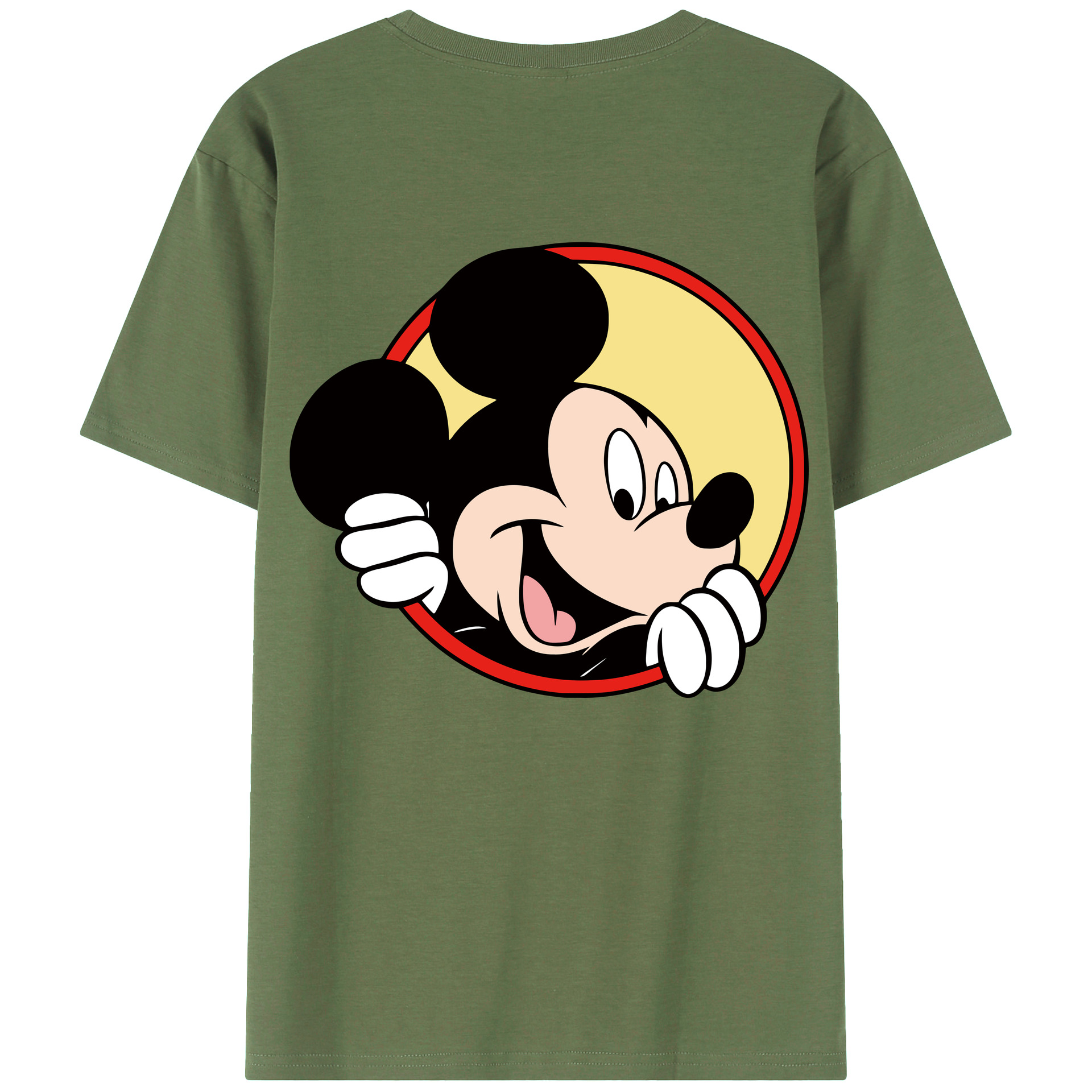 ミッキーマウス Mickey Mouse 綿100％ メンズ半袖Tシャツ（バックプリント） 通気性